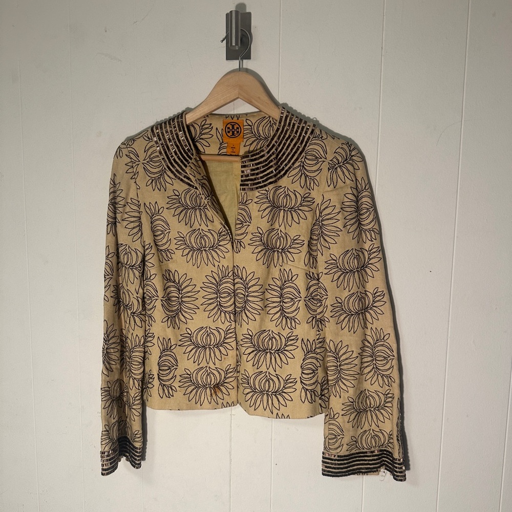 Tory Burch Embellished Linen Blazer